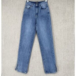 Momokrom Jeans‎ 2 Blue Straight Leg Relaxed Denim Light Wash Ankle Slit